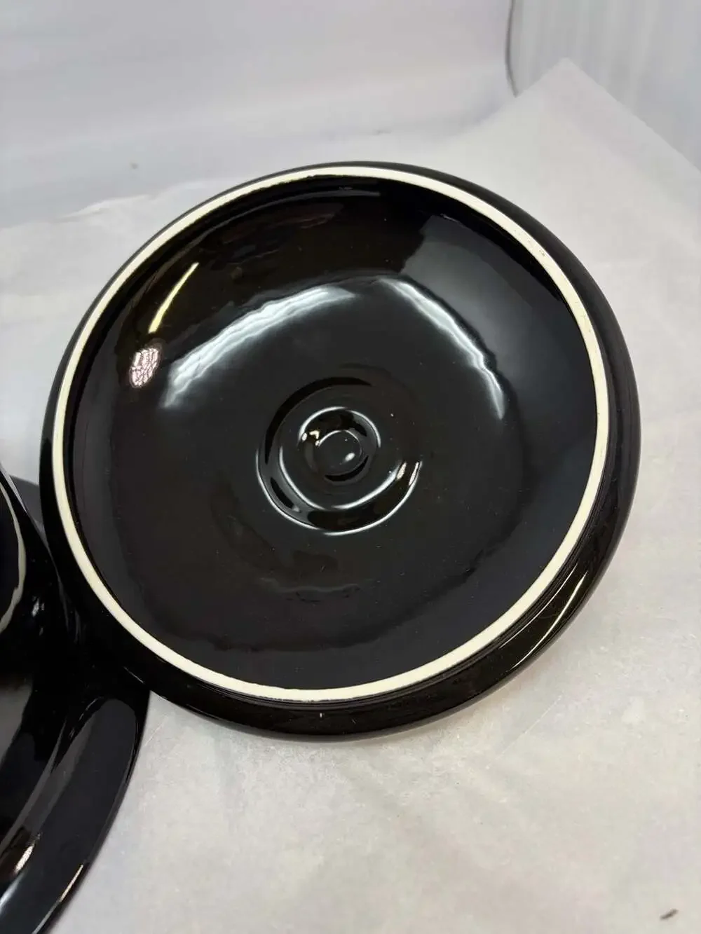 Arabia Finland Aurora Borealis Black Covered Casserole Dish/serving bowl 8 inch